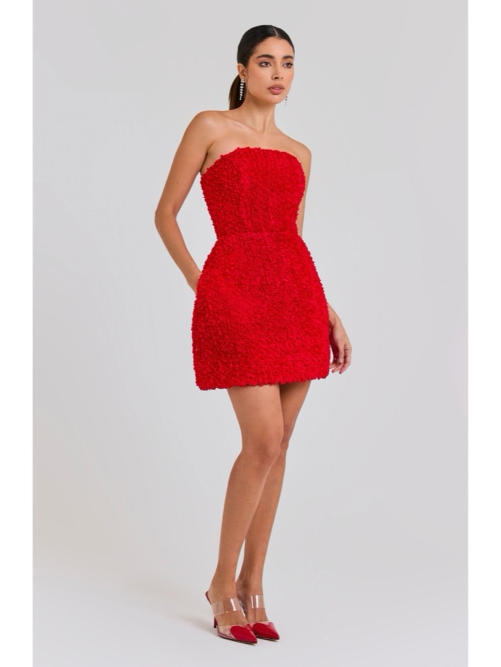Nadine Merabi Maisy 3d Tulip Floral Strapless Mini Dress Size 8 Like New — image 3 of 8